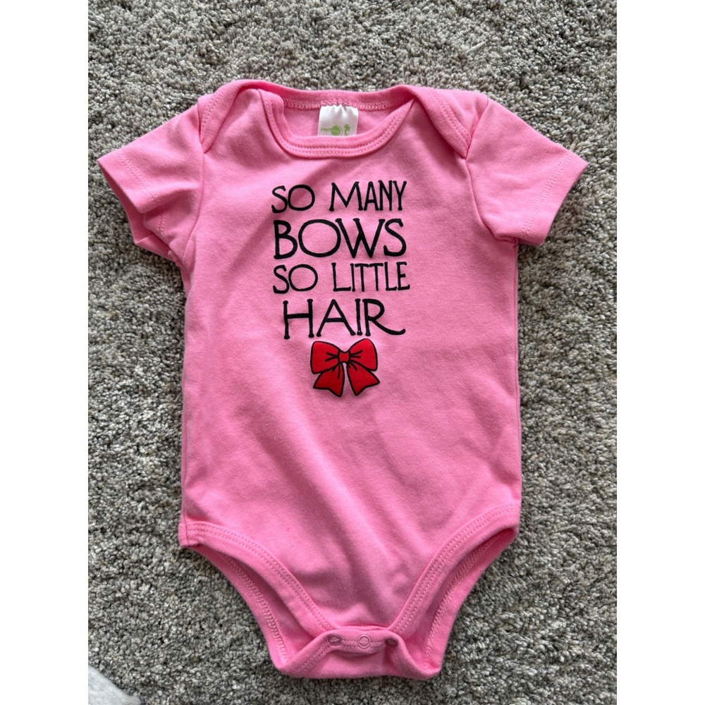 Payifang Baby Girl Pink Bow Bodysuit 12M Cotton Short Sleeve One Piece NWOT's